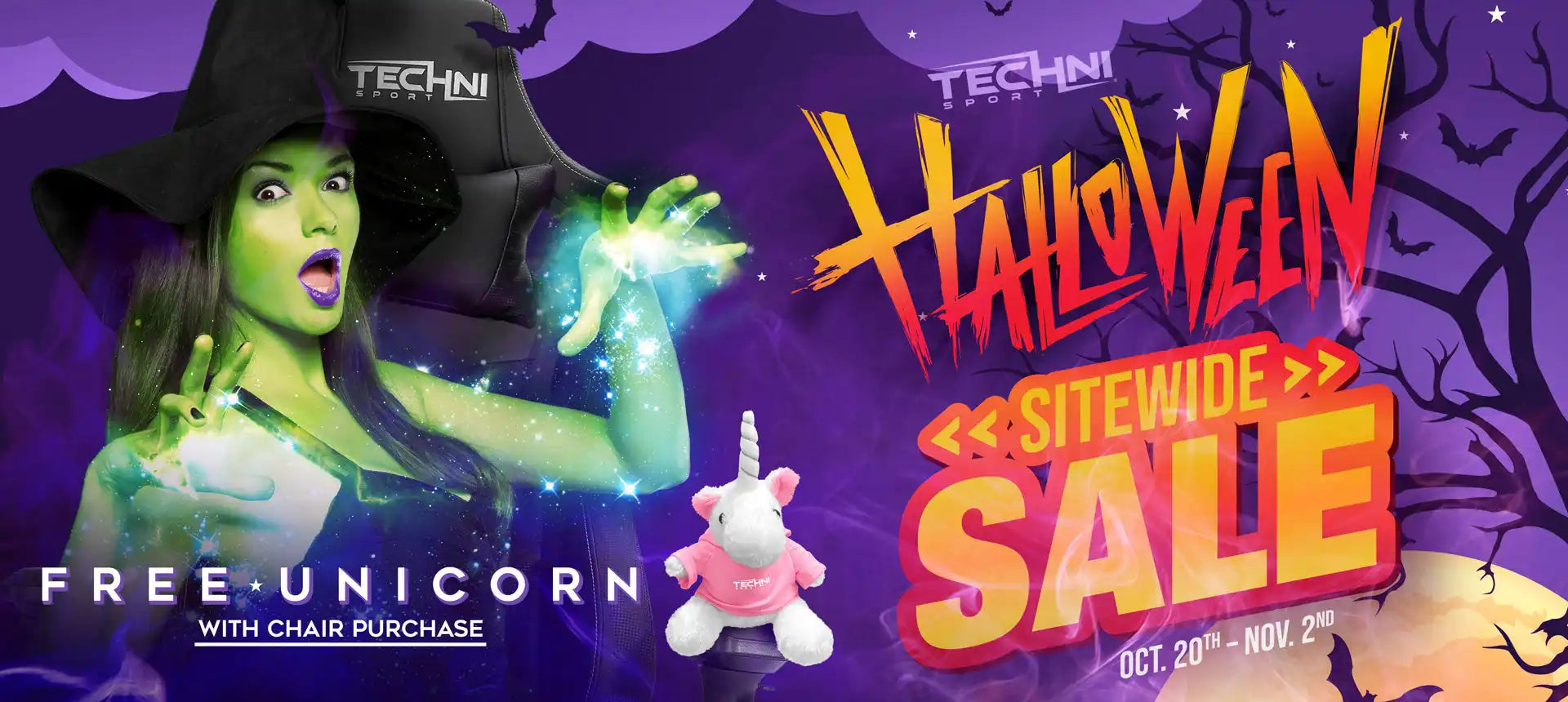 Techni unicorn chair with black and pink design, plush material.