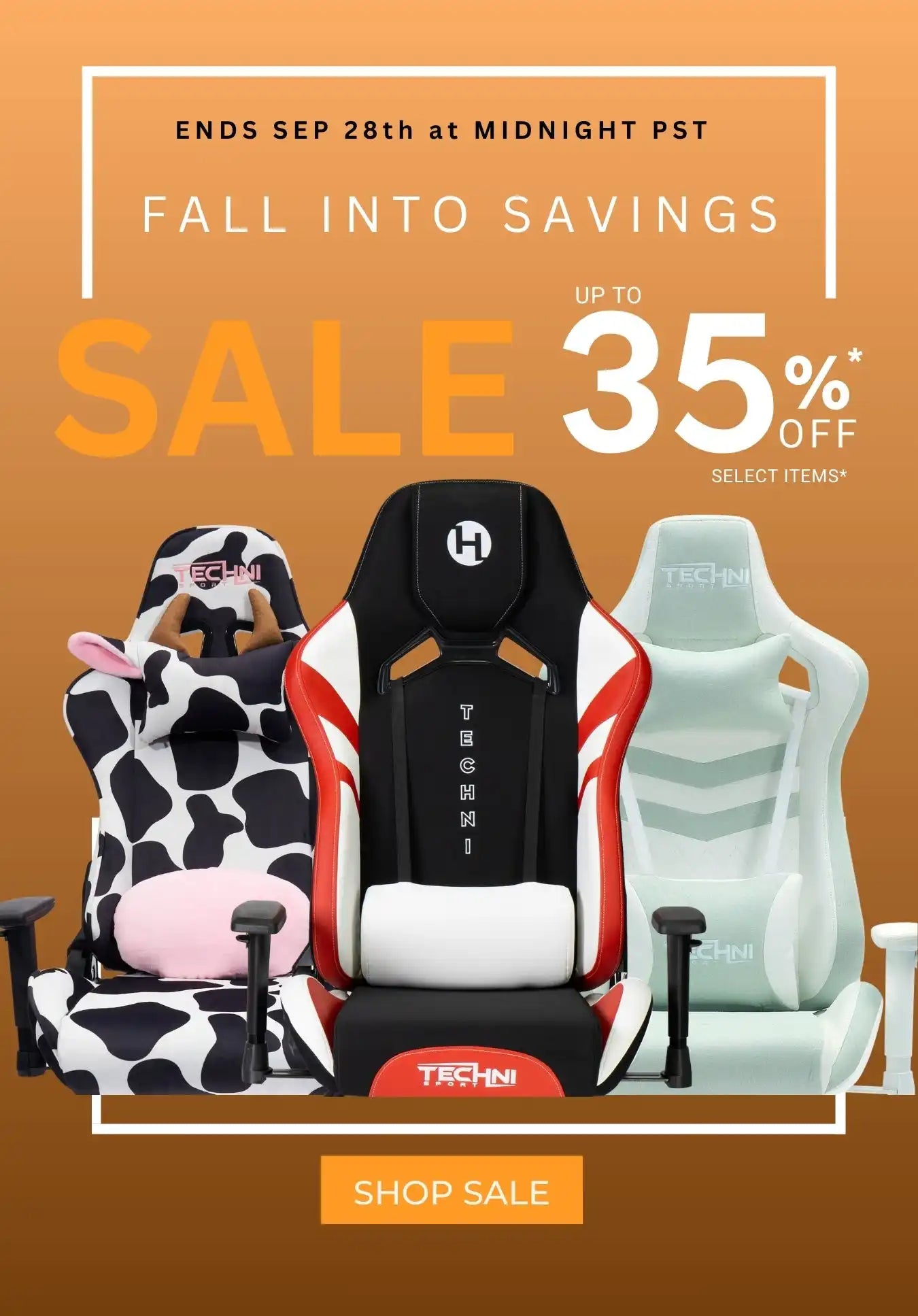 Three gaming chairs in various colors and patterns.