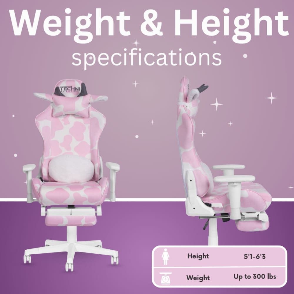 TechniSport- Pink Cow Gaming Chair – Techni Sport
