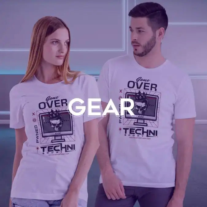White t-shirts with a ’Game Over’ skull graphic.