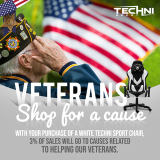 3% of all white gaming chairs sales  are donated to our veterans