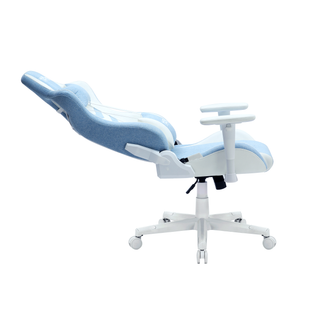 Pastel Blue and White Gaming Chair-Reclined View